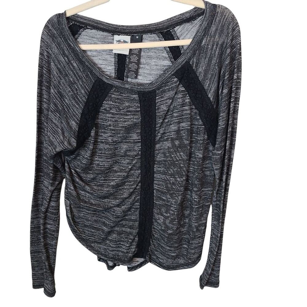 Harley Davidson Womens Lace Inset Top Size M Motorcycle Biker Moto Stretch Knit